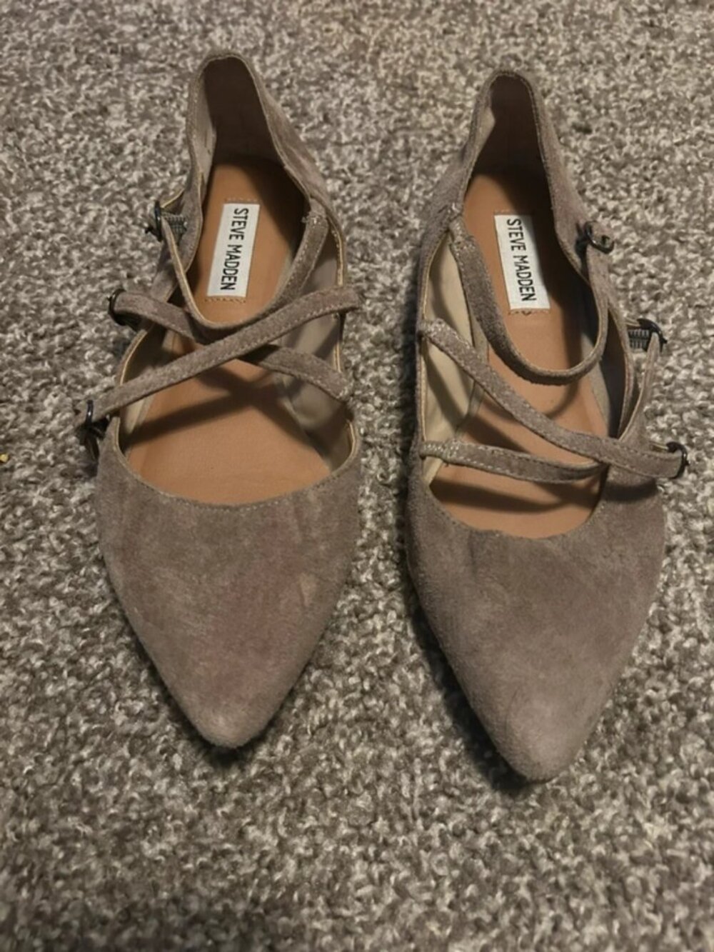 Steve Madden Taupe Suede Pointed Toe Flat